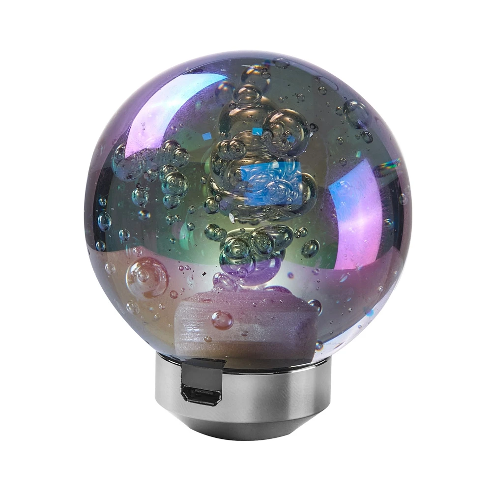 RGB LED Light  Air Bubble Gear Knob Transparent Crystal Glass Auto Shift Knob Lever Ball Gear Stick Handle MT AT Car Accessory