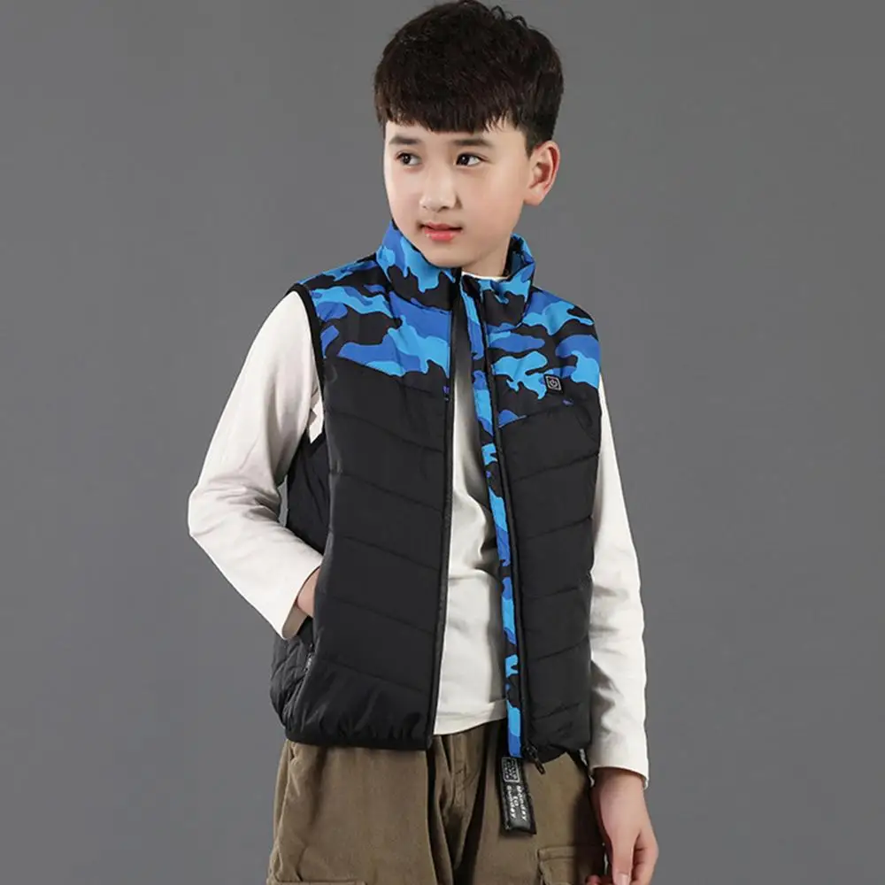 

3 Area Child Heating Vest Winter Warm Jacket Smart Heated Vest Children's Printed USB Electric Warm Vest Winter Thermal Clothing