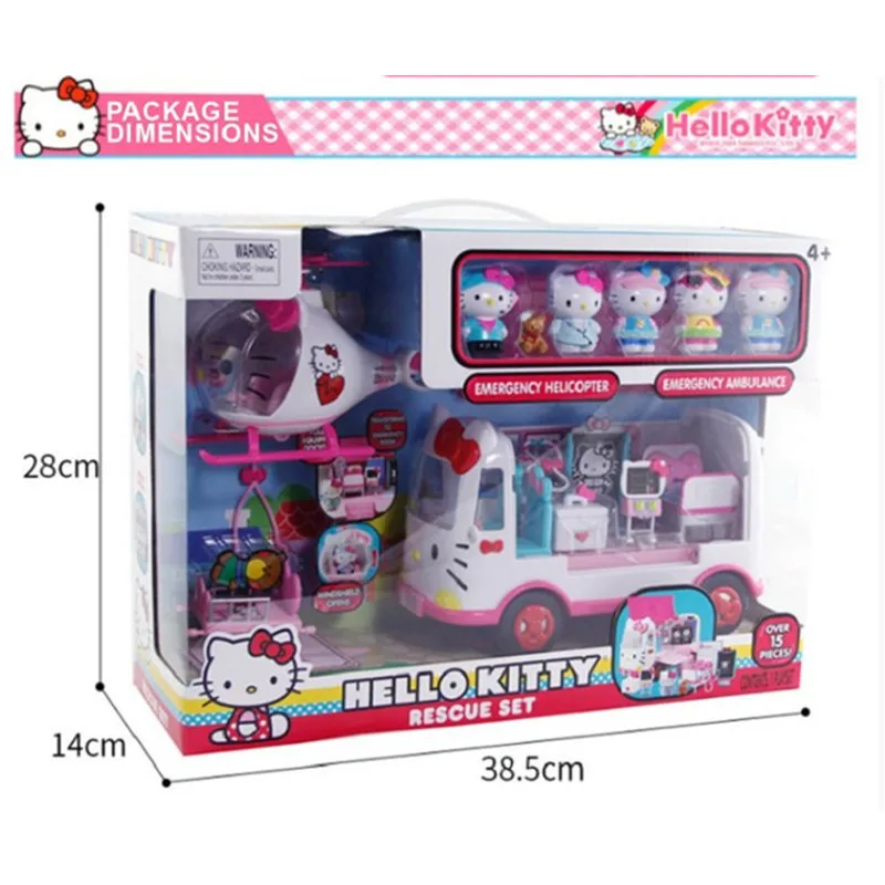 Оригинальная Аниме Кукла Hello Kitty самолёт автобус спасательная коробка Детские