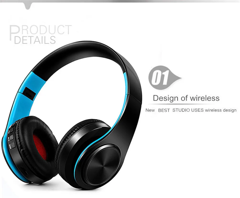 Wireless Stereo Music Headphones Bluetooth Headset Foldable Headphone Adjustable Earphones with Microphone For PC mobile phone