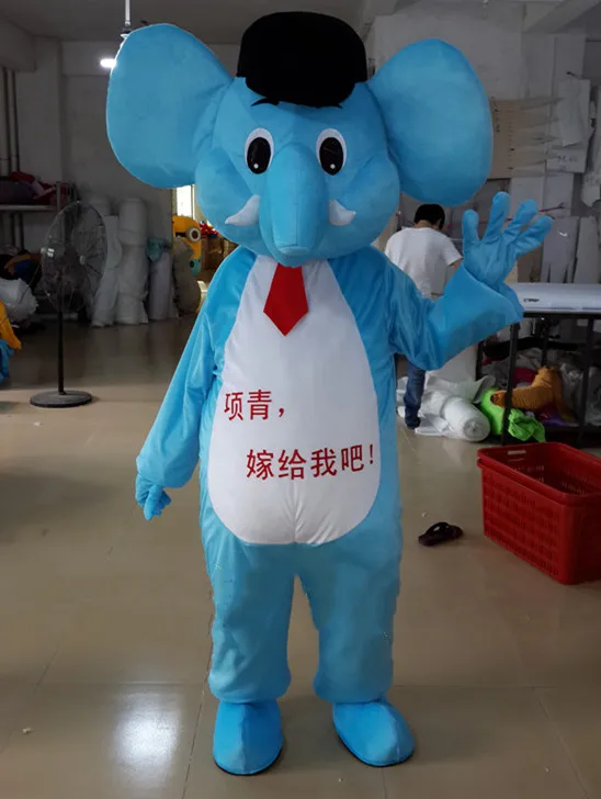 

New Elephant Mascot Costume Blue Elephant Mascotte Mascot Cartoon Character Costume Christmas Party Suit Fancy Dress