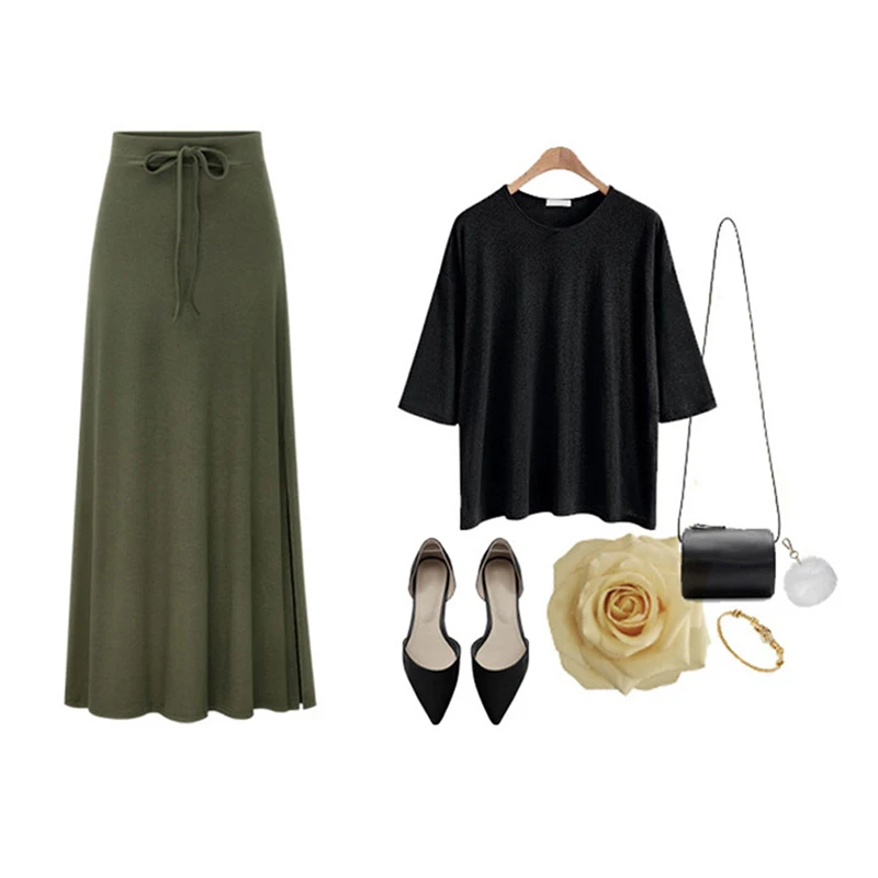 Женская плиссированная длинная юбка модная макси с поясом однотонная винтажная