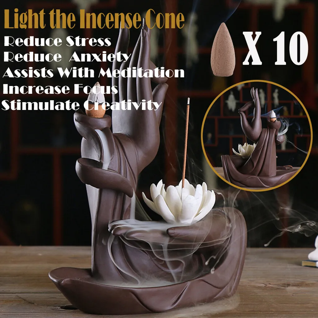 Керамическая горелка для благовоний Будды ручной цветок вечерние конусы