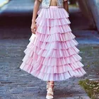Женская длинная юбка до щиколотки, розовая трапециевидная юбка на резинке, уличная мода