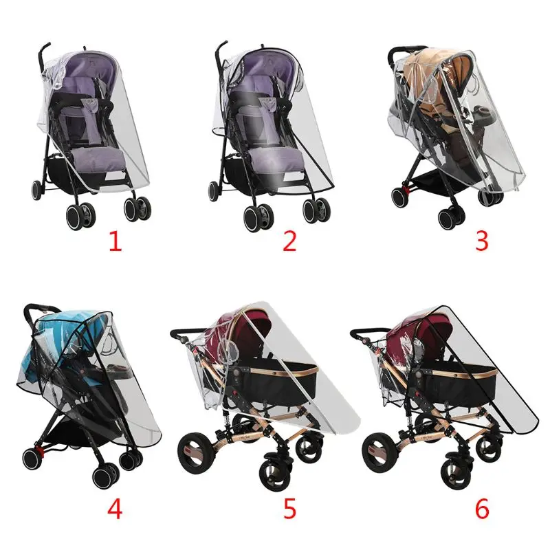 

Stroller Waterproof Rain Cover Transparent Wind Dust Shield Zipper Open Raincoat