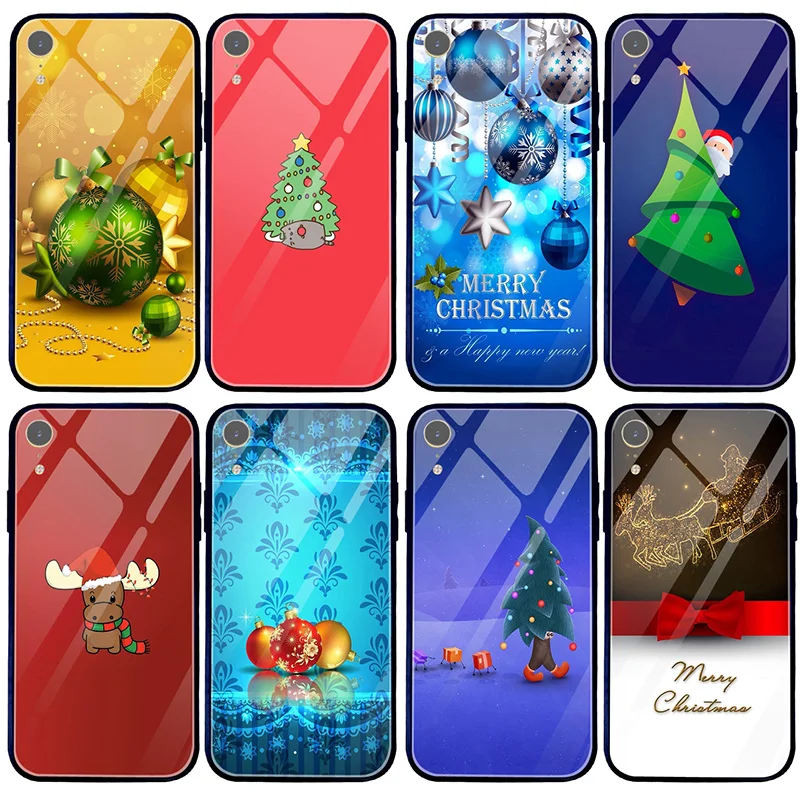 Рождество и новый год подарок Капа закаленное стекло мобильный телефон чехол для