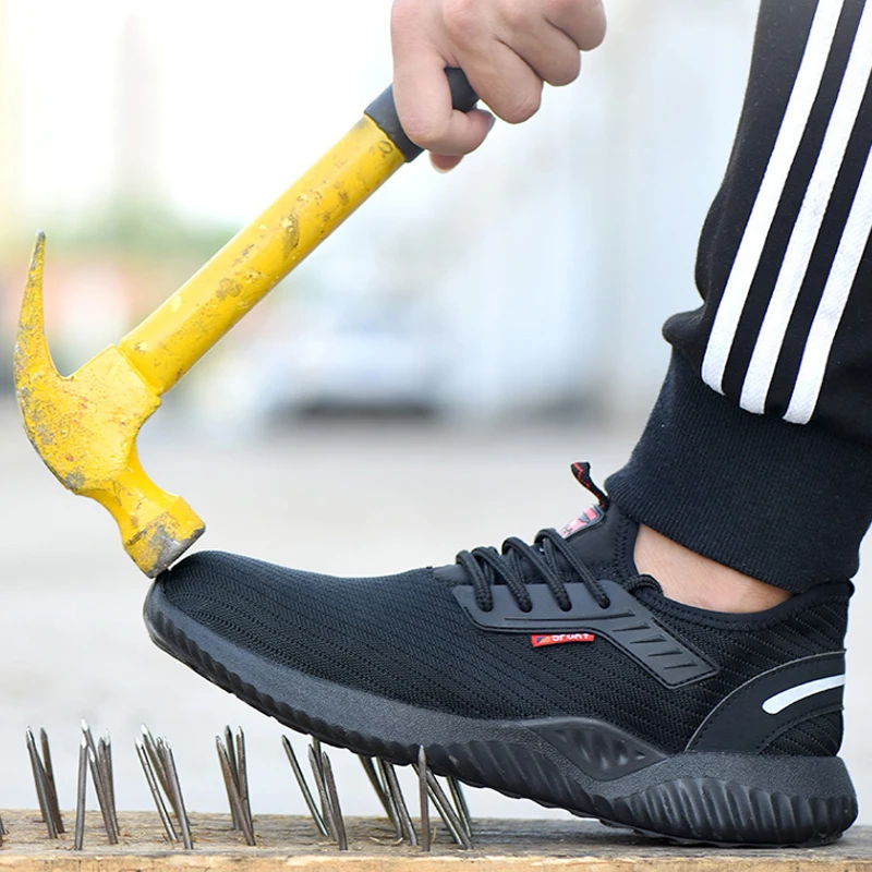 Легкая защитная обувь дышащая сетчатая рабочая со стальным носком летняя защита