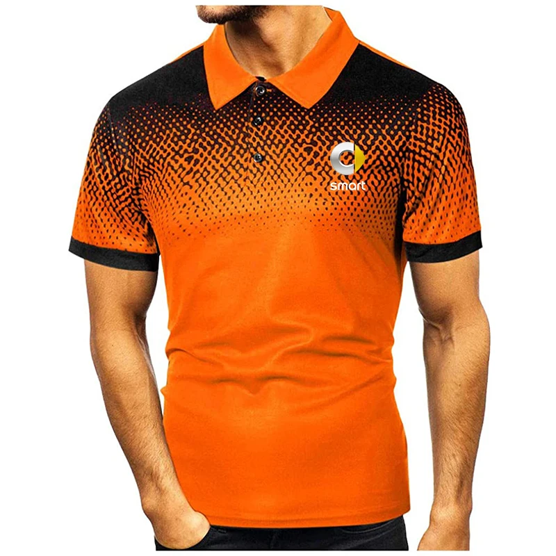 

Summer New Trend Men's Color Block Polo Shirt SMART Car Logo Short Sleeve Lapel Slim Fit Breathable Shirt Men's T-shirt