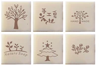 tree flower leaves handmade soap plants and letter pattern transparent acrylic natural custom stamp for soap