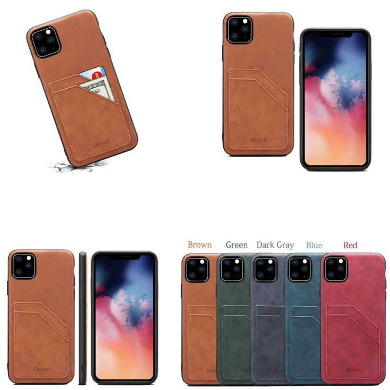 Чехол для телефона с подставкой и держателем карт Apple iPhone 11 Pro Max роскошный кожаный