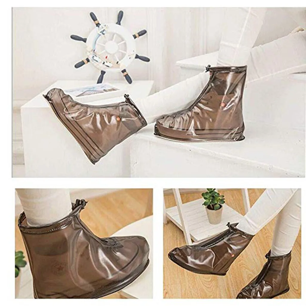

1pair Waterproof Protector Shoes Boot Cover Unisex Zipper Rain Shoe Covers High-Top Anti-Slip Rain Shoes Cases regenschoenen#y15