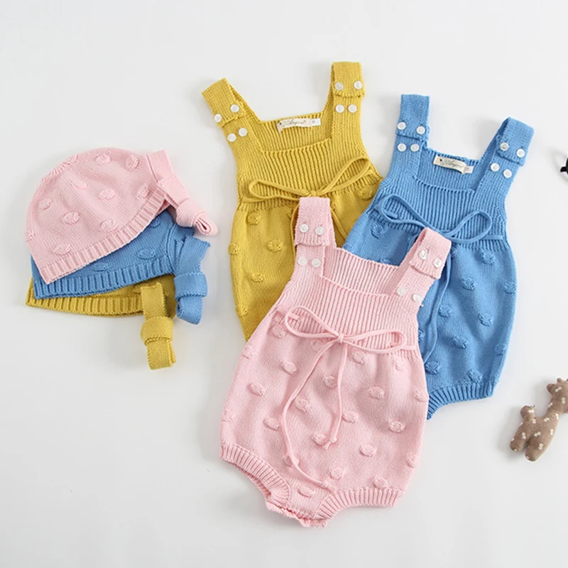 

2020 Spring Autumn Newborn Boys Girls Simple Jumpsuits Clothes Baby Boys Girls Rompers Braces Knitted Children Rompers