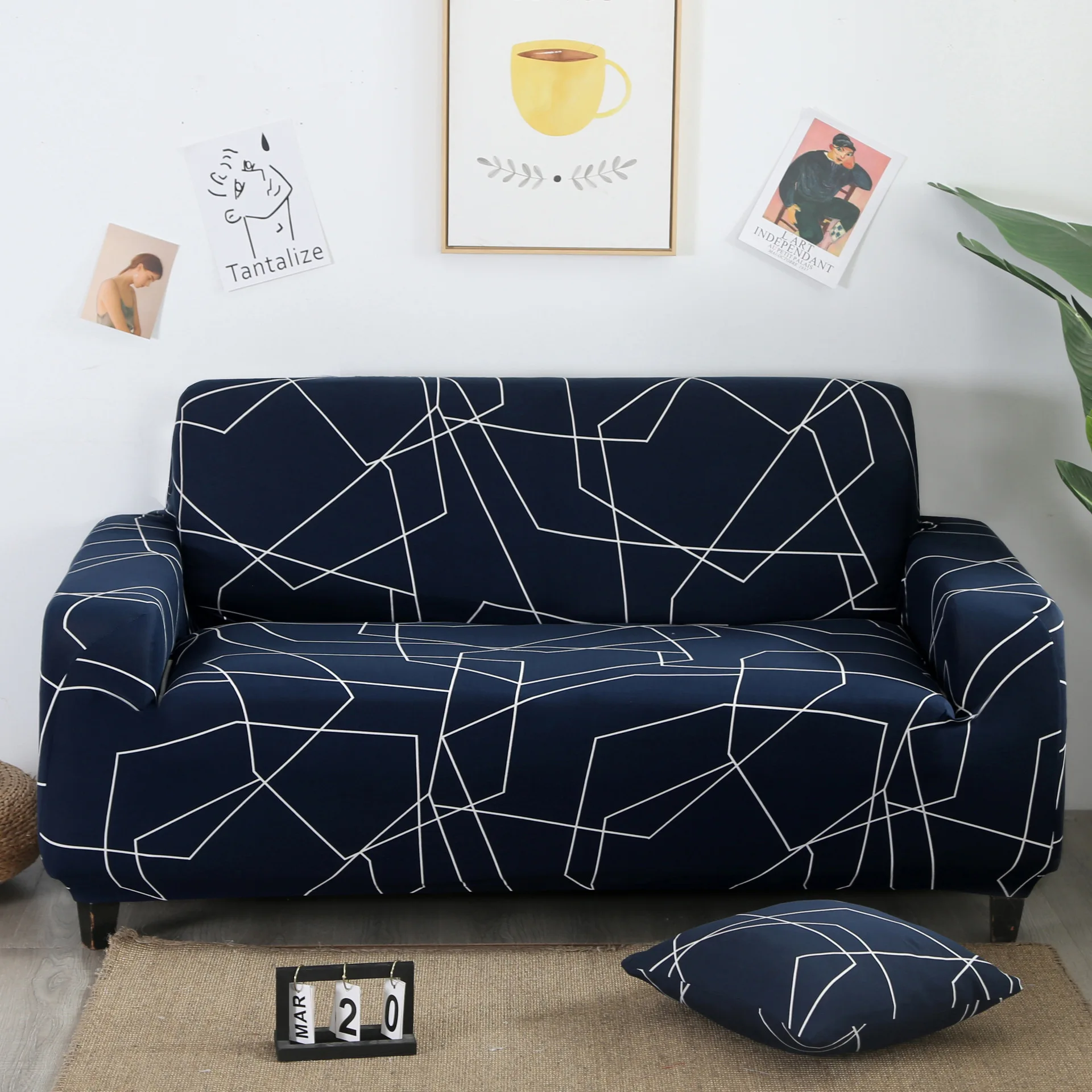 Чехол для дивана эластичный с геометрическим принтом, L-образный растягивающийся чехол для углового дивана в гостиную