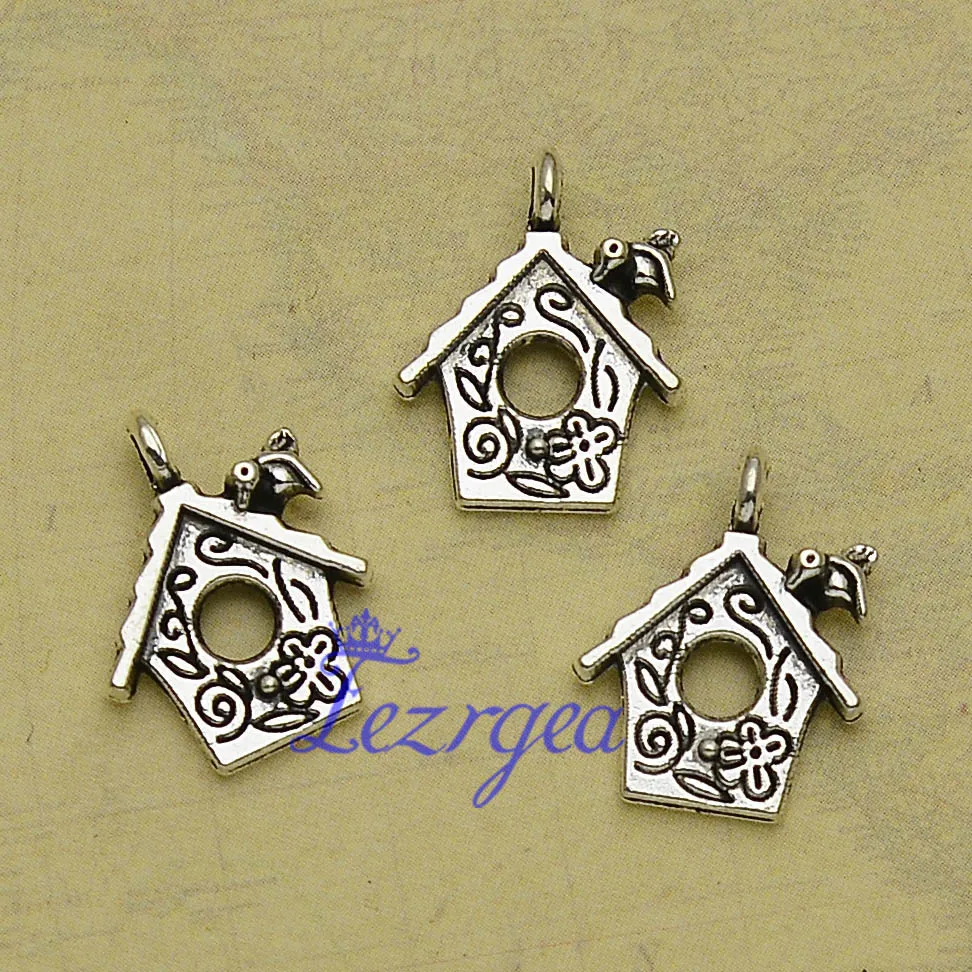 

40 шт./лот-17x13 мм, подвеска в виде птичьей клетки, посеребренные подвески в античном стиле для птичьего домика, товары для рукоделия, аксессуар...