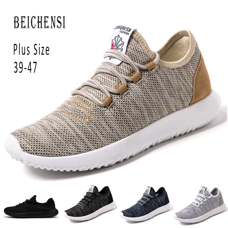 Men's Leisure Light Weight Sneakers Fashion Running Sport Shoes Comfortable Plus Size Breathable Casual Flyknit Shoe 39-47 | Обувь