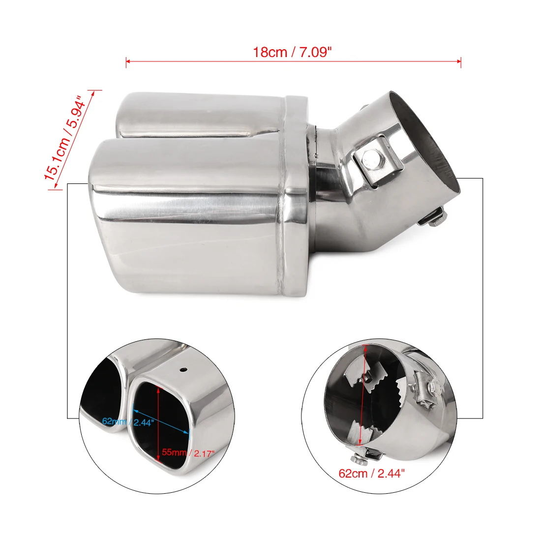 X Autohaux Нержавеющая Сталь автомобильный двойной настенный наконечник выхлопной