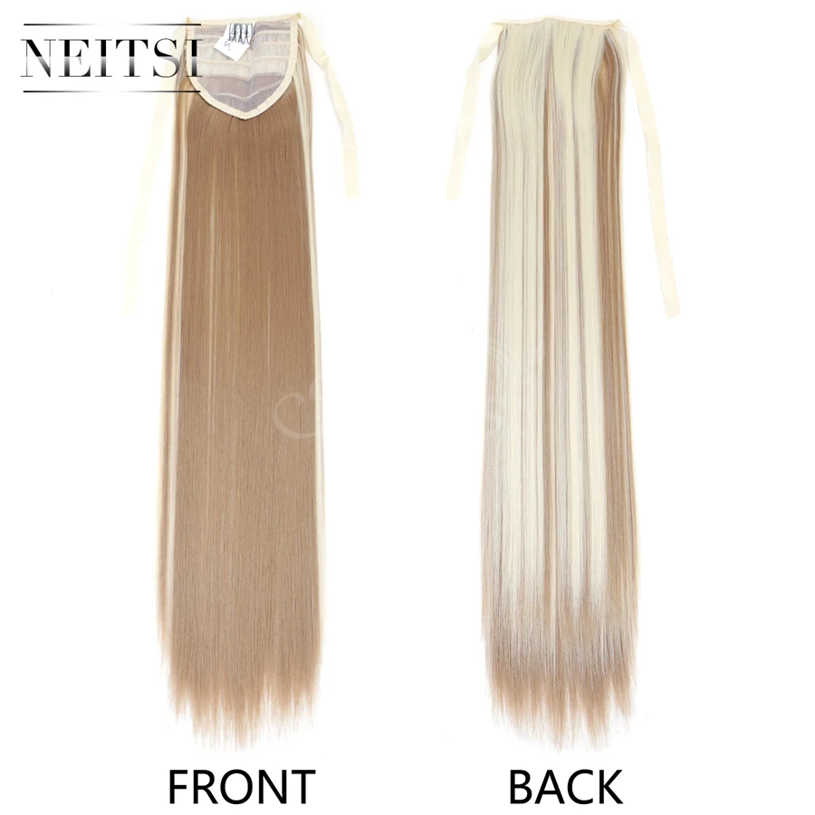 

Neitsi 22'' Synthetic Long Straight Clip In Hairpiece Ponytail F22/613 Color Extensions Heat Resistant Fiber Ponytail For Woman