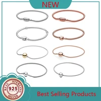 top selling femme bracelet 925 silver me series round bucket snake chain womens fit original pandora charm beads jewelry gift