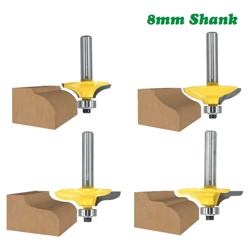 

WSFS Hot 4Pcs 8mm Shank Drawer Router Bit Set Round Over Beading Edging Mill Wood Milling Cutter Woodworking Cutter Carbide