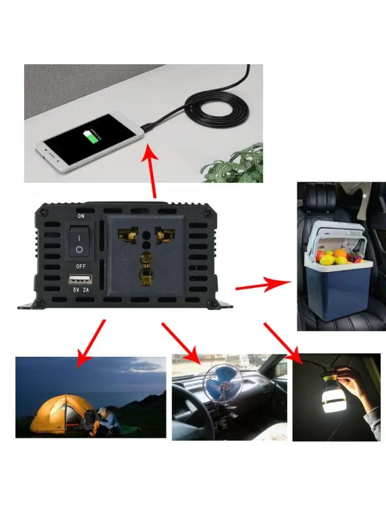 600W Car Inverter DC 12V/24V to AC 110V/220V Voltage Converter with LCD Display B36B |
