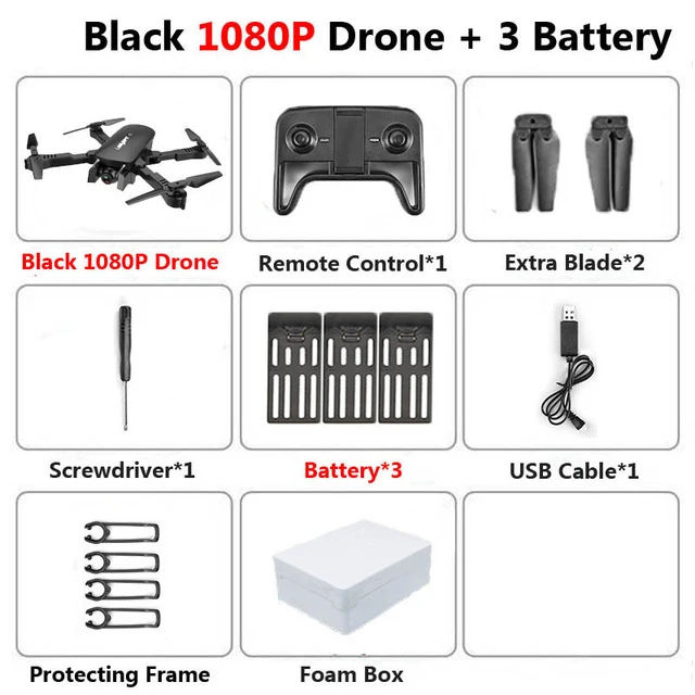 1080P 3BAT foam box Радиоуправляемый Дрон с 4K HD камерой FPV Wi-Fi функция удержания высоты Selife Дрон складной Квадрокоптер Vs E58 SG106 M69 xs816 дроны - Цвет: 1080P 3BAT foam box