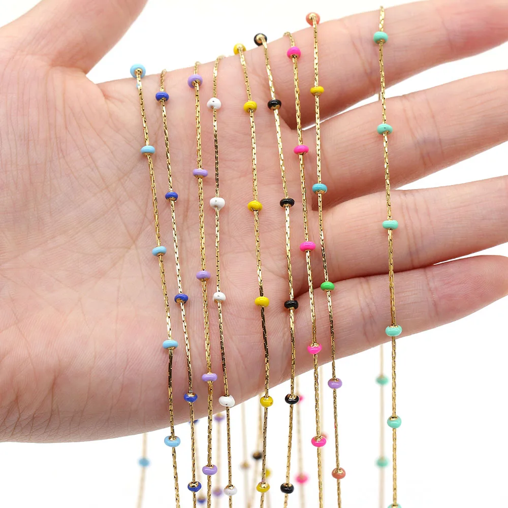 

1 Meter Handmade Gold Wire Wrapped Rosary Chain stone Beads Chains for Jewelry Making DIY Necklace Bracelet Anklet Accessories