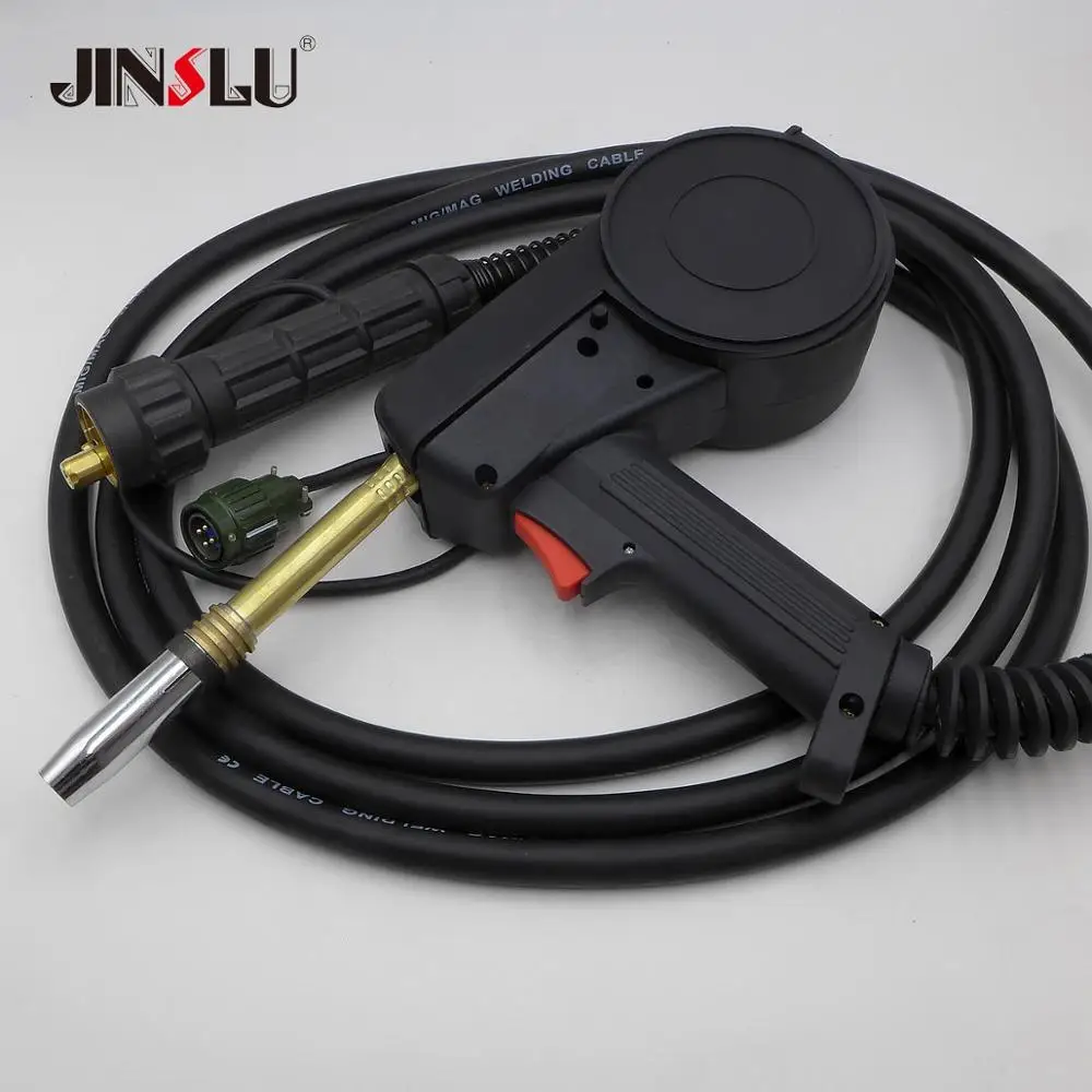 4 Meters MIG Welder Spool Gun Wire Feeder Aluminum Welder Use Standard Spool with Euro Connection 24V DC Motor Free Nozzle