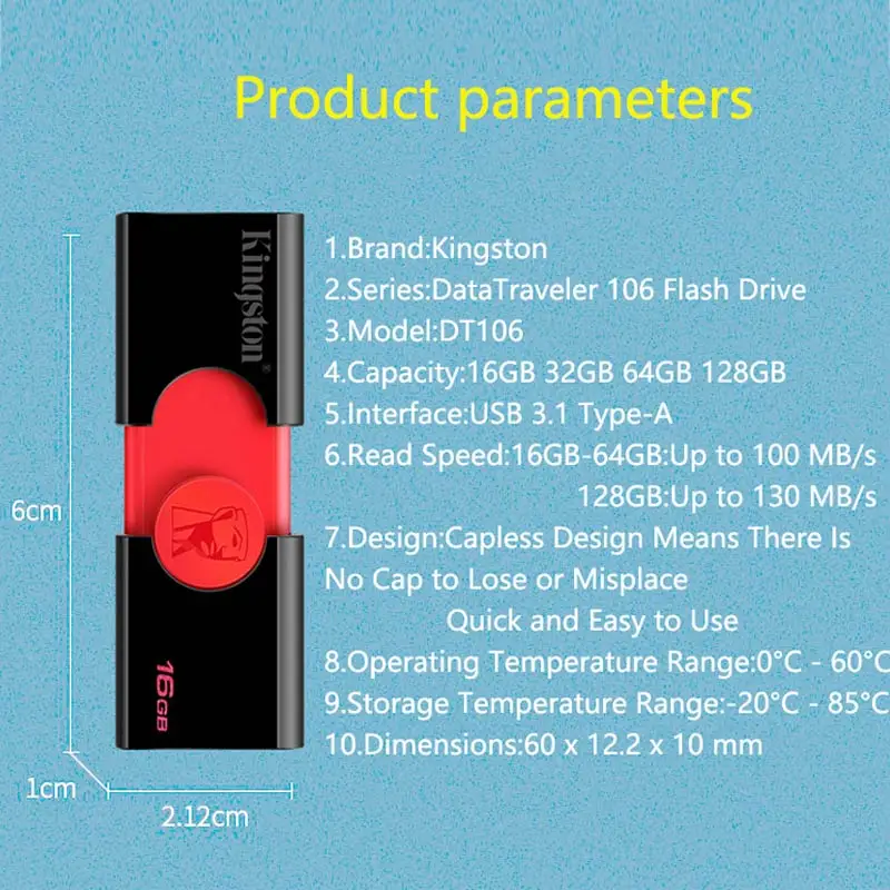 USB флеш накопитель Kingston DT106 32 3 1 ГБ 16 128 ГБ|USB флэш-накопители| |