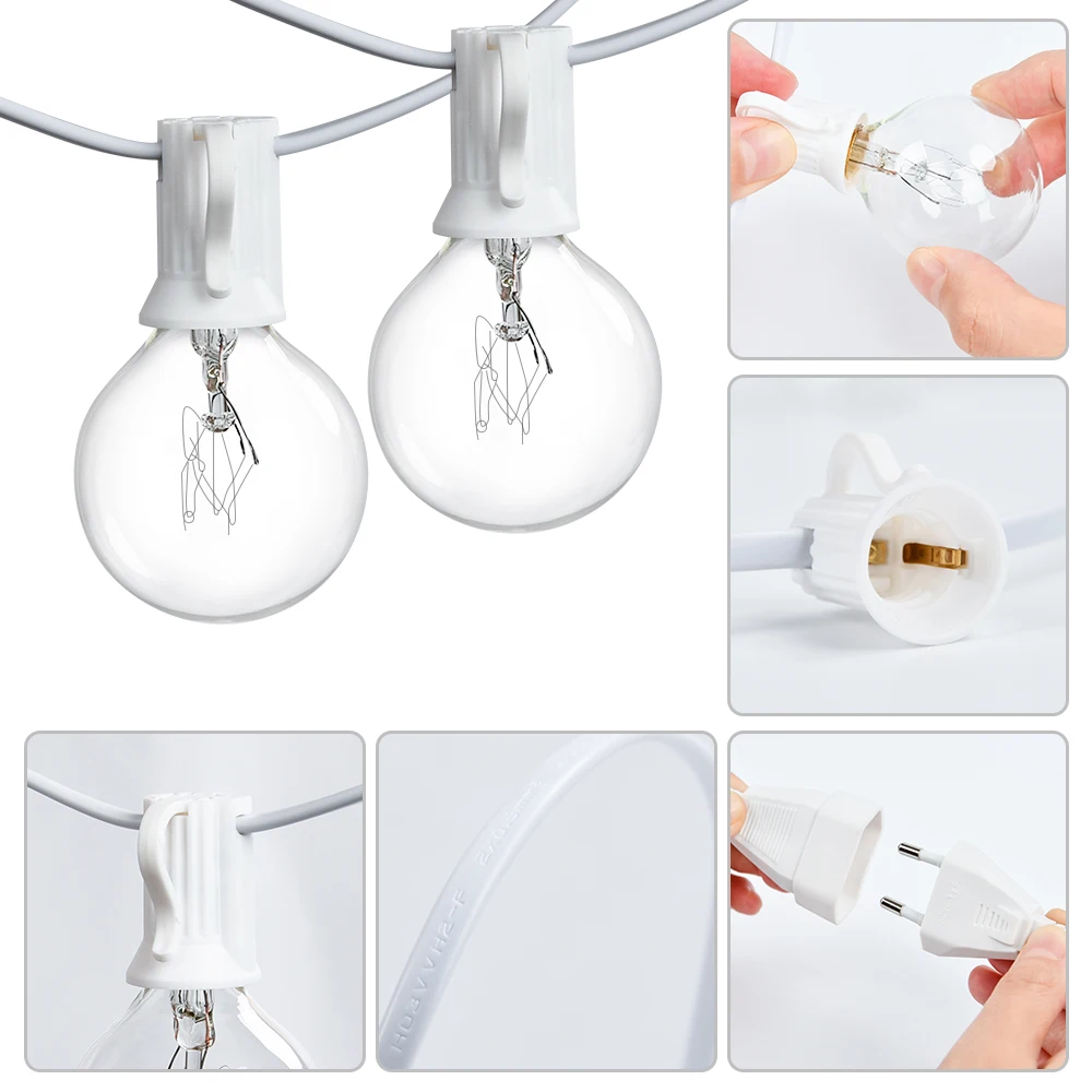 Гирлянда G40 с круглыми лампочками 25 прозрачных лампочек 7 5/15 м классветильник