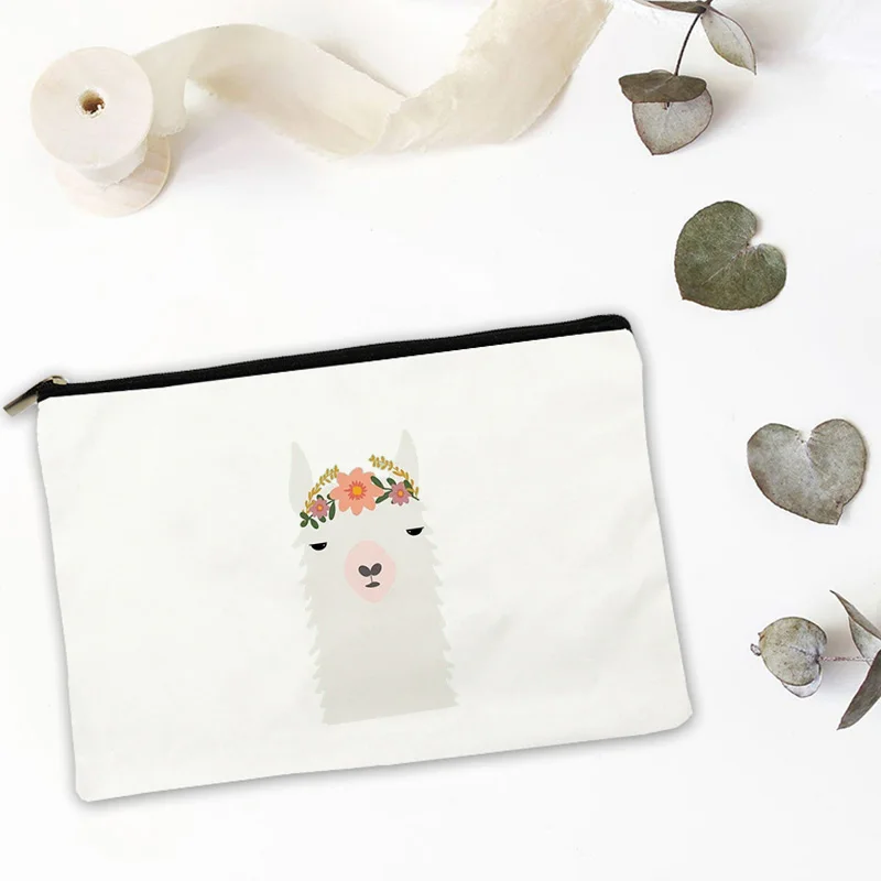 

Llama Cosmetic Bag for Makeup Storage Mini Personal Travel Bags Women's Make Up Pouch Woman Free Shipping Kawaii Set Suitcase