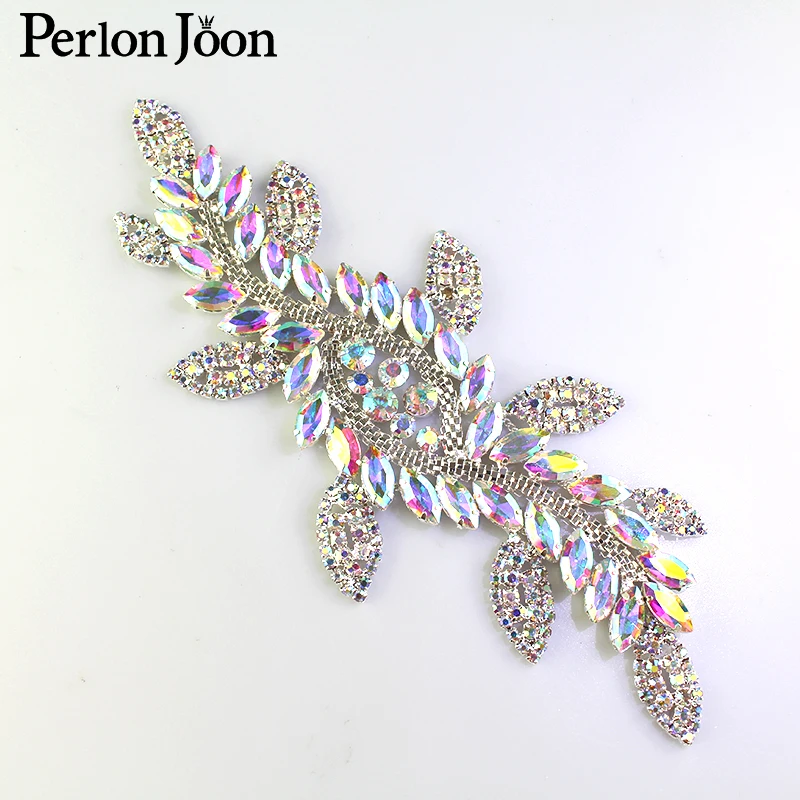 1 шт. AB цветной кристалл лист Длинный Патч Стразы стеклянный сварочный цветок