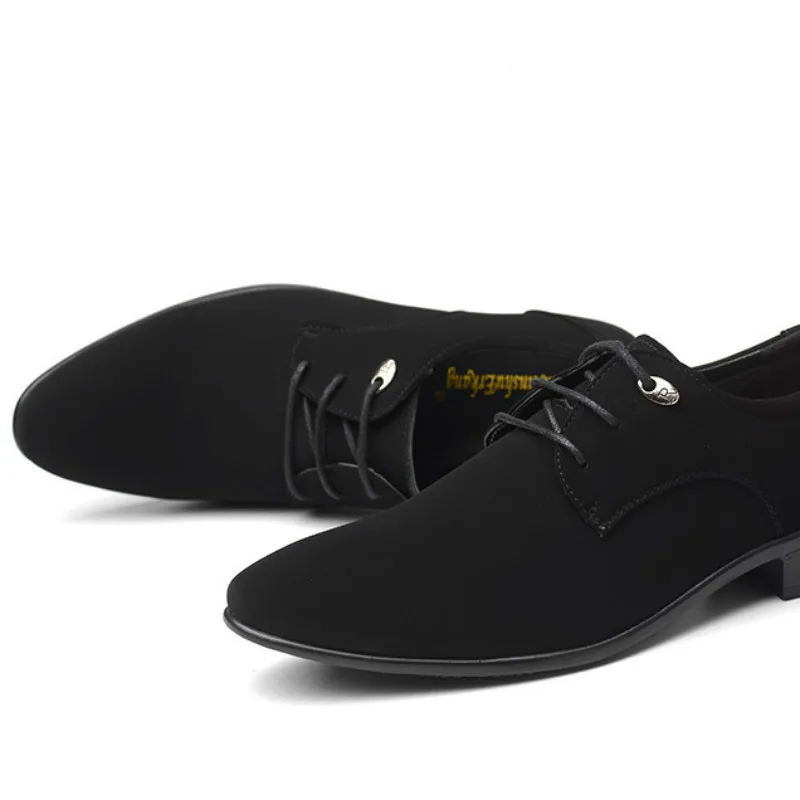 Замшевые мужские лоферы Туфли на шнуровке Роскошные черные мокасины