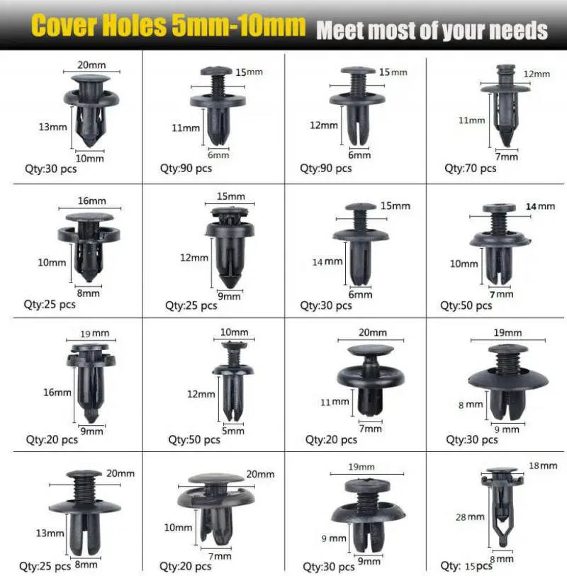 

620/650 Pc Universal Boxed Hybrid Car Fastener With Clip Tool Door Trim Car Bumper Rivet Fixer Hood Fender Fixing Clip Car Goods