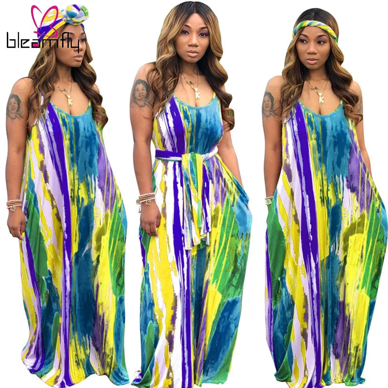2019 женское летнее пляжное платье на бретелях с круглым вырезом и карманами