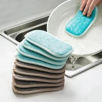 scrub sponges double sided scouring pad reusable cleaning magic sponge cloth kitchen bathroom cleaning tools wipers dish towels