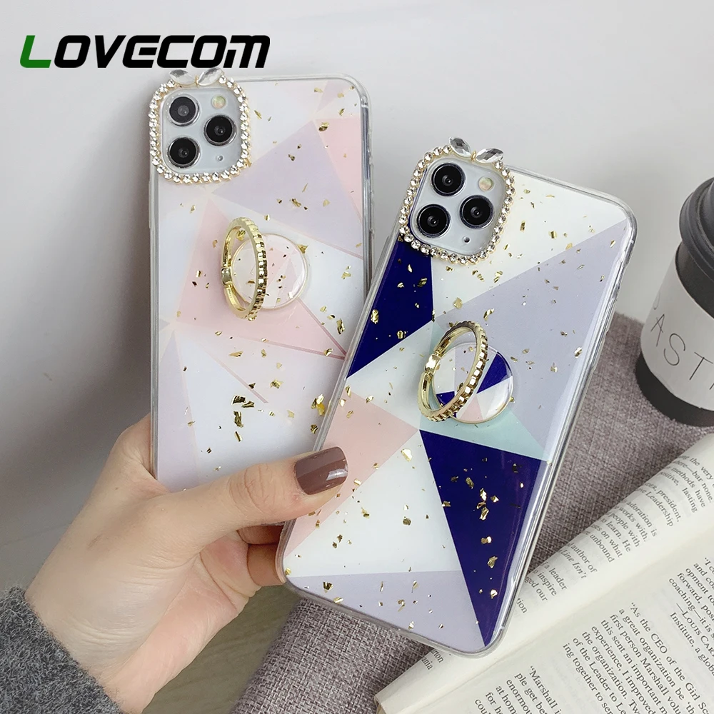 Чехол для телефона LOVECOM с геометрическим кольцом держателем iPhone 11 Pro Max XR X XS 7 8 6 Plus