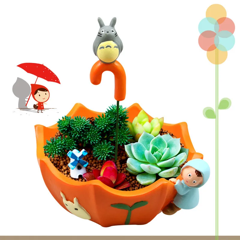 Мультяшный МИЛЫЙ Тоторо цветочный горшок в форме зонта для домашнего декора