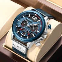 lige top brand luxury men watches luminous date quartz wristwatch waterproof leather watch for men chronograph relogio masculino
