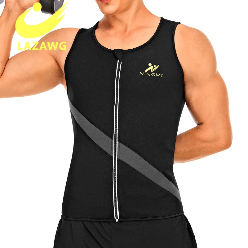 

LAZAWG Men Slimming Sauna Vest Neoprene Fat Burner Sports Workout Tank Tops Waist Trainer Body Shaper Sweat Shirts Weight Loss