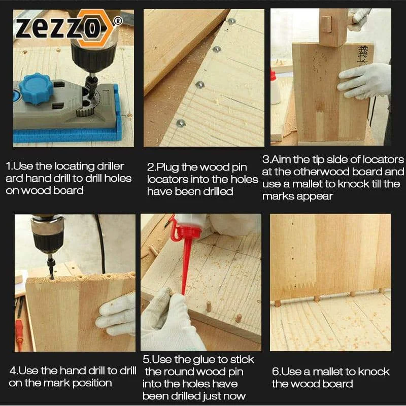 

6PCS Zezzo Wood Pin Locator Set 4mm-12mm Multi Dowel Center Point Set Tool Joint Alignment Pin Wood Timber Marker Drop Shipping