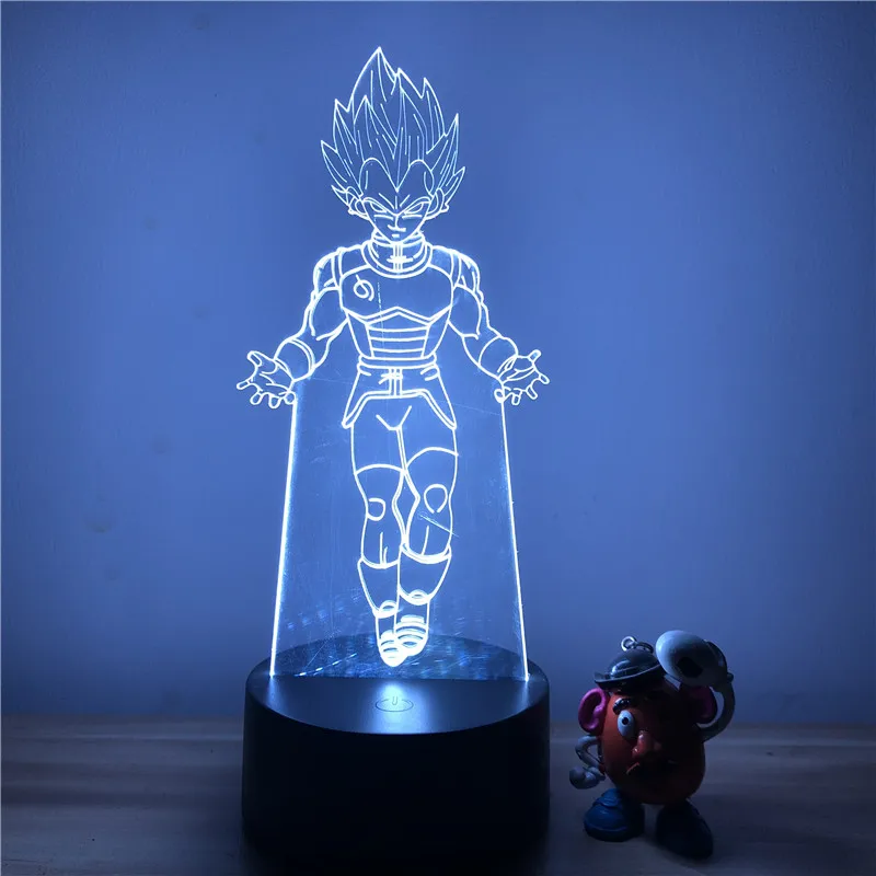 Dragon Ball Z Вегета ГОКу супер сайян, «Жемчуг дракона 3D светодиодный Ночной светильник 7 цветов сенсорный оптический Иллюзия фигурку настольная лампа украшения