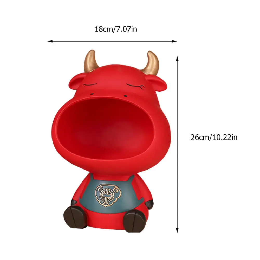 

1PC Cartoon Cow Year Storage Ornament Modern Simple Cattle Decoration (Red L)
