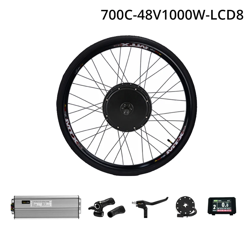 48 в 1000 Вт кассета Электрический велосипед Conversion Kit задний привод колеса комплект MTB CST регулятор для электровелосипеда двигатель E - Цвет: 700C LCD8 1000W CST