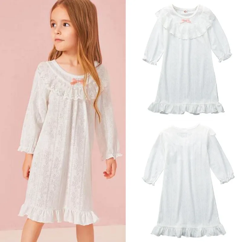 Cute Toddler Girls Sleepwear Kids Floral Lace Design Robes Nightgown Children Bathrobe Pajamas Night Dress | Детская одежда и