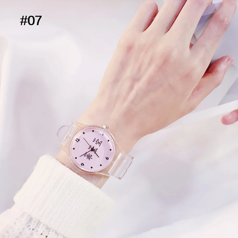 Женские силиконовые часы в мультяшном стиле прозрачные с ремешком Корейском