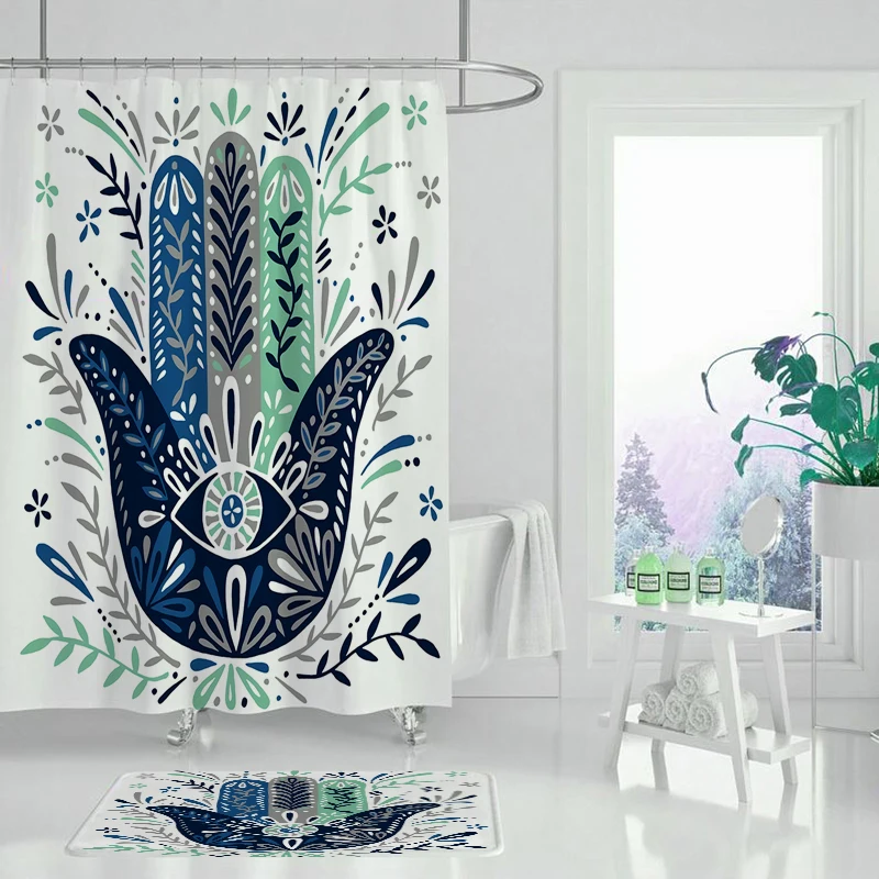Занавеска для душа из полиэстера с принтом в виде тропических растений | Дом и сад