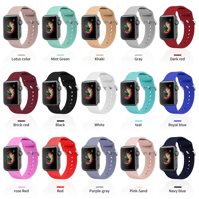 

The silicone strap is For Apple Watch- compatiblewatch band series 38mm 40mm 42mm 44mm silicone strap bracelet replacement band