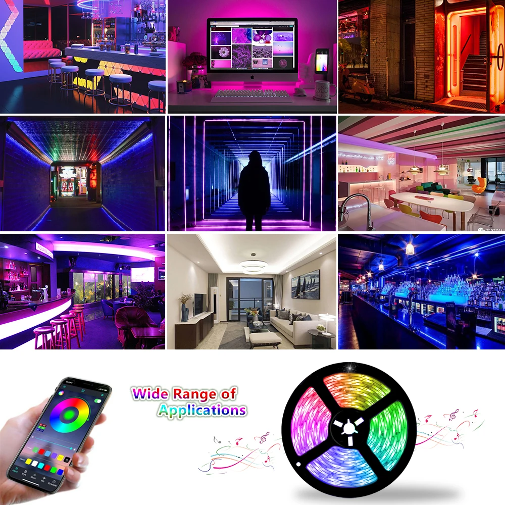 SMD 5050 DC12V Bluetooth APP Светодиодные ленты светильник RGB 5 м 10 e лента диод Подсветка для