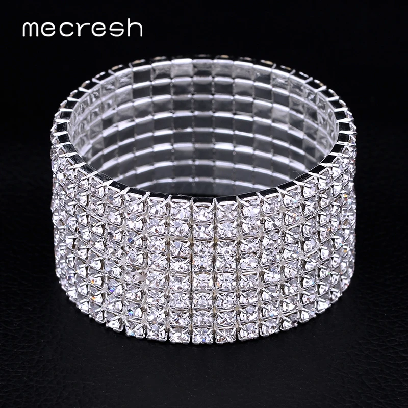 Mecresh классические шестирядные хрустальные бусины эластичный Свадебный браслет