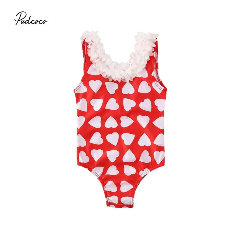 Модный летний купальник для маленьких девочек 2020 Цветочный с принтом сердец